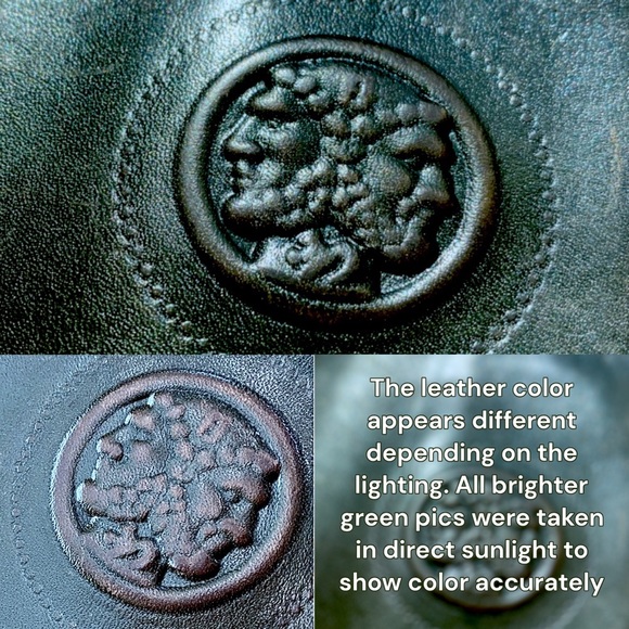 🔸FENDI🔸ULTRA RARE🔸1980 Janus Collection X-Large Unisex Green Leather Wallet - Picture 16 of 16